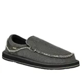 Zapatos Sanuk modelo Chiba, de lona color gris con detalles deshilachados y suela de goma.