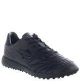 Championes de fútbol 5 Topper modelo San Ciro V, color negro. Presentan un diseño con costuras reforzadas en la puntera para mayor durabilidad y control del balón, con suela con tapones bajos ideal para superficies sintéticas.