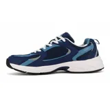 Championes de running Diadora Anyma para hombre, en color azul marino con detalles en celeste y blanco, con suela acolchada blanca y cordones blancos.