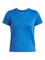 Remera deportiva Under Armour de manga corta, color azul brillante, con cuello redondo y logo pequeño en la parte inferior. Confeccionada en tejido técnico ligero, transpirable y de secado rápido.