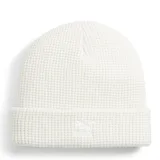 Gorro de lana Puma Archive Mid Fit Beanie, color blanco con logo de la marca bordado en el frente.