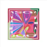 Pañuelo cuadrado de seda con estampado abstracto multicolor.