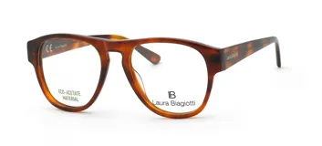 Armazón de anteojos Laura Biagiotti modelo 81, con diseño de puente alto y marco de acetato ecológico en tono carey.