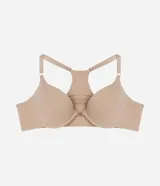 Soutien push up color negro de microfibra, con copa preformada, espalda estilo nadador y cierre frontal metálico.
