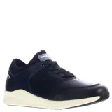 Championes urbanos Freeway modelo Panther, color azul marino con detalles en negro y suela de goma en tono crema. Confeccionados en una combinación de cuero y material textil, presentan cierre con cordones y logo de la marca en la lengüeta y el talón.