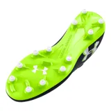 Championes de fútbol Under Armour Magnetico Pro 4 FG, color negro con detalles en verde neón. Presentan tecnología UA Clone en la parte superior para un ajuste personalizado, impresión 3D para mayor control y suela con tacos cónicos de TPU para agilidad en todas las direcciones.