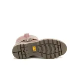 Bota de cuero color marrón con diseño tipo arnés, que incluye una tira con textura efecto reptil y herrajes metálicos dorados. Cuenta con suela de goma dentada y logo de la marca grabado en el lateral.