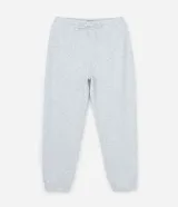 Pantalón tipo jogger de algodón y poliéster en color gris melange, con cintura elástica, cordón ajustable y puños elásticos en los tobillos.