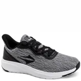 Championes deportivos Topper modelo Core Running, color gris jaspeado con detalles en negro y suela blanca. Presentan cierre con cordones y logo de la marca en el lateral y la lengüeta.
