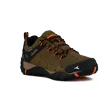 Championes de trekking Diadora, color marrón oscuro con detalles en negro y naranja. Capellada de cuero impermeable.