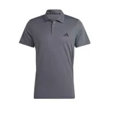Chomba gris de piqué con cuello clásico y tapeta de dos botones. Logo de Adidas estampado en el pecho.