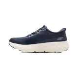 Championes deportivos Skechers modelo Slip-Ins Go Walk Max Cushioning Flex Remi, color azul marino con detalles en rosado y suela gruesa beige. Diseñados con tecnología Max Cushioning y parte superior de malla técnica.