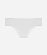 Bombacha bikini marrón de poliamida texturizada sin costuras.