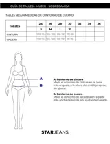 Campera corta de denim azul con efecto desgastado. Tiene cuello clásico, cierre frontal con botones, dos bolsillos delanteros y terminaciones desflecadas.