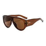 Lentes de sol estilo aviador oversize con armazón negro de acetato y cristales oscuros.