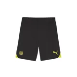 Short de fútbol Puma modelo Teamgoal, color negro con detalles en amarillo, escudo del Peñarol y logo de la marca.
