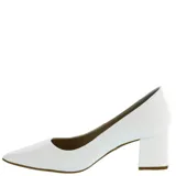 Zapato de tacón cuadrado Bottero, color blanco, con punta fina y diseño clásico.