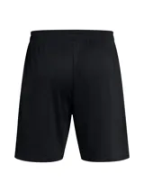 Short de entrenamiento Under Armour Tech, color negro, con cintura elástica y cordón de ajuste exterior. Presenta bolsillos laterales abiertos y logo de la marca en la pierna derecha.