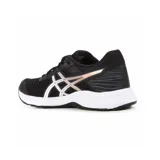Championes Asics Raiden 3 de mujer, color negro con detalles plateados y suela blanca.