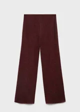 Pantalon de punto de tiro medio con diseño recto y largo, confeccionado con cintura elástica sin cierre.