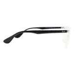 Armazón para lentes Ray Ban modelo 7074, de acetato transparente con forma cuadrada y patillas grises.