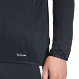 Campera deportiva Adidas modelo Tiro26L Tr Top para fútbol, de color negro con detalles en blanco. Cuenta con cuello alto, cierre frontal medio y las clásicas franjas de la marca en las mangas.