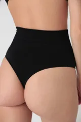 Colaless negro de microfibra sin costuras, con tiro alto y faja en la cintura.