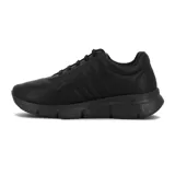 Championes urbanos Comfortflex color negro, con cordones elásticos y detalles dorados.