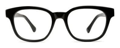 Armazón para lentes de receta unisex, de acetato color negro, con forma panto y patillas antideslizantes con núcleo de metal plateado. Compatible con graduación en óptica.