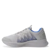 Championes deportivos Push modelo Kore, color gris con detalles en azul en el interior y estructura lateral semitransparente. Presentan cierre con cordones, puntera reforzada y suela de goma con relieve.
