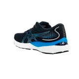 Championes de running Asics modelo Gel-Cumulus 24 SE, color negro con detalles en azul y blanco. Presentan tecnología FF Blast en la entresuela para mayor amortiguación y diseño de malla transpirable.