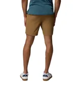 Short marrón Columbia para hombre con tecnología avanzada Omni-SHIELD™ de repelencia al agua y manchas, tejido elástico, trabilla multiusos, cintura elástica ROC™ BAND, bolsillos para las manos, bolsillo de seguridad con cremallera y bolsillos posteriores con cierre a presión.