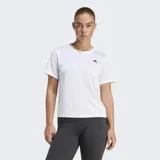 Remera deportiva Adidas Workout Essentials de manga corta y cuello redondo, color blanco, con el logo de la marca estampado en negro en el pecho.
