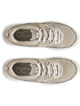 Championes Under Armour modelo Apparition Tech, de diseño retro inspirado en el running. Presentan una parte superior de malla transpirable con superposiciones de cuero y materiales sintéticos en tonos beige, incorporando amortiguación reactiva UA HOVR y suela de goma para mayor tracción.