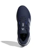 Championes de running Adidas Galaxy 7 M, color azul marino con detalles en gris y blanco. Presentan las icónicas tres bandas laterales en gris, entresuela con tecnología Cloudfoam para mayor amortiguación y suela de goma resistente.