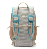 Mochila Columbia Echo Mountain de 25 litros, con diseño bicolor en tonos beige y arena, detalles en celeste y correas de hombro acolchadas. Cuenta con compartimento principal amplio, bolsillo frontal con cierre, bolsillos laterales de malla y correas de ajuste.