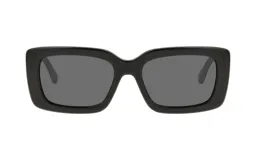 Lentes de sol Teresa Calandra modelo Carole, con montura cuadrada de acetato color negro y cristales grises.