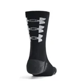 Pack de tres pares de medias deportivas Under Armour Performance Tech unisex, color blanco con detalles en gris y logo en el tobillo.