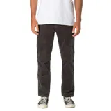 Pantalon de pana color negro, de corte recto ajustado, con textura de 16 hilos y cierre frontal.