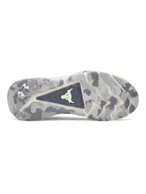Championes de entrenamiento Under Armour Project Rock 8, color azul con detalles en beige y gris. Presentan una parte superior de malla técnica con detalles de gamuza, amortiguación reactiva UA HOVR y tecnología UA TriBase para mayor estabilidad y contacto con el suelo.