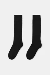 Calcetines altos de tejido de punto en mezcla de lana y cashmere, con acabado acanalado en el puño.