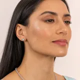 Aros de tornillo de plata 925 con piedra amazonita rectangular.