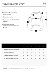 Sweater de punto con diseño a rayas verticales en negro y gris, cuello redondo y mangas largas. Presenta un estampado gráfico frontal con estilo deportivo retro que incluye el texto 'Ravers' y el número '90'. Cuenta con terminaciones en punto rib en cuello, puños y ruedo.
