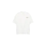 Remera blanca de manga corta de la marca Allsaints, con cuello redondo y diseño liso. Presenta un pequeño estampado con el logo de la marca en el pecho.