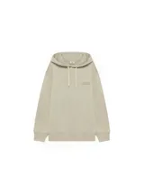 Hoodie de algodón color beige con capucha, cordones ajustables y logo de la marca bordado en el pecho.
