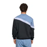 Buzo de cuello redondo Umbro, con diseño de bloques de color en azul, gris y negro, y logo de la marca estampado en el pecho.
