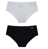 Pack de dos bombachas clásicas de algodón, una blanca y otra negra, con cintura con detalle de puntilla.