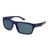 Lentes de sol Cat modelo Cts 8021 de estilo deportivo, con armazón de color azul y cristales polarizados oscuros. Presentan un diseño angular con patillas que incluyen detalles en caucho para mayor agarre y el logo de la marca en el frente y los laterales.