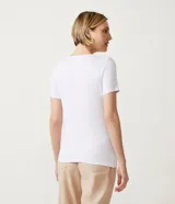 Blusa básica de manga corta y escote en V, color verde lima pálido.