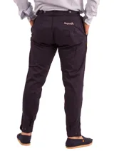 Pantalón bombacha de campo azul marino con botón en el tobillo y logo bordado en el bolsillo trasero.